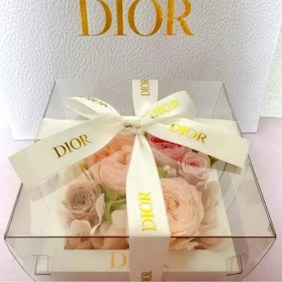 Dior Gift Framed Bouquet with Pink and Green Roses